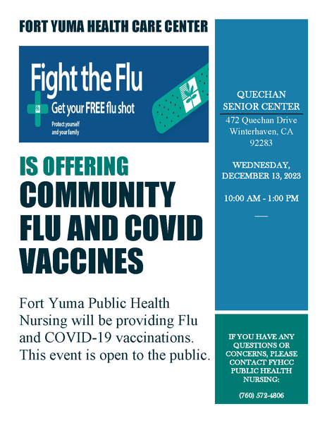 Community Flu And Covid Vaccines Fort Yuma Quechan Indian Tribe